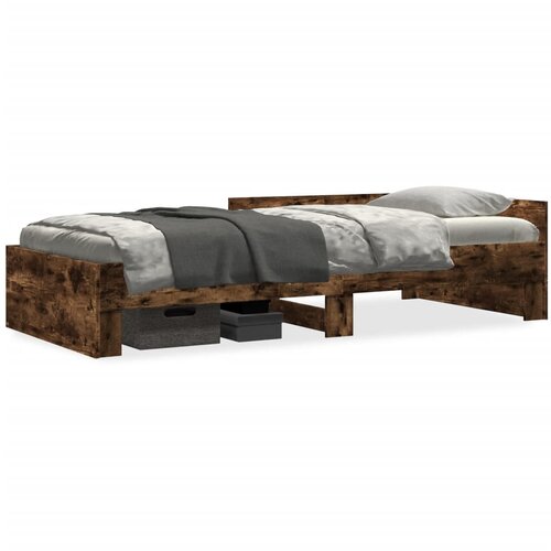 Maison Chic Posteljni okvir - Enojna postelja - Postelja za odrasle brez vzmetnice hrast 100x200 cm inženirski les-J7181, (21762950) Slike