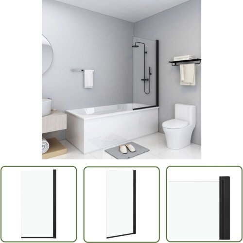 The Living Store Tu&amp;scaron; kabina prozorna ESG 68x130 cm črna - Pregrada Za Tu&amp;scaron;, (21744994) Slike