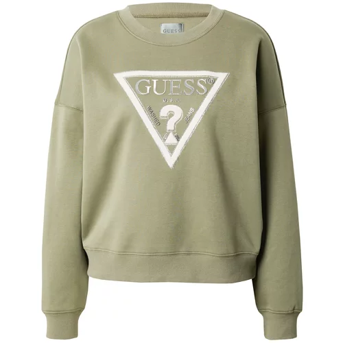 Guess Sweater majica maslinasta / srebro / bijela