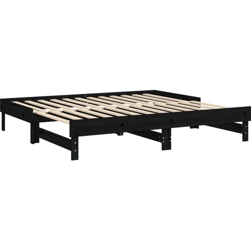  Dnevni ležaj na izvlačenje crni 2x(90x190) cm masivna borovina Slike