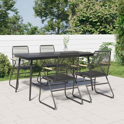  5-dijelni vrtni blagovaonski set od PVC ratana crni Crna Cene