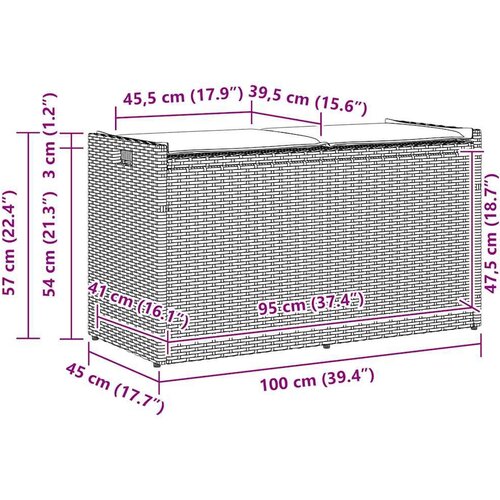 VidaXL Vanjska klupa za odlaganje s crnim jastukom 100 cm Slike