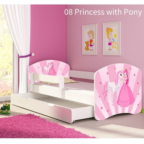 ACMA Dječji krevet s motivom, bočna bijela + ladica 140x70 cm - 08 Princess with Pony Cijene