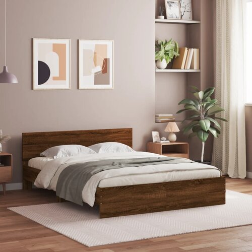 Furnova Posteljni okvir z vzglavjem rjavi hrast 150x200 cm, (21935181) Slike