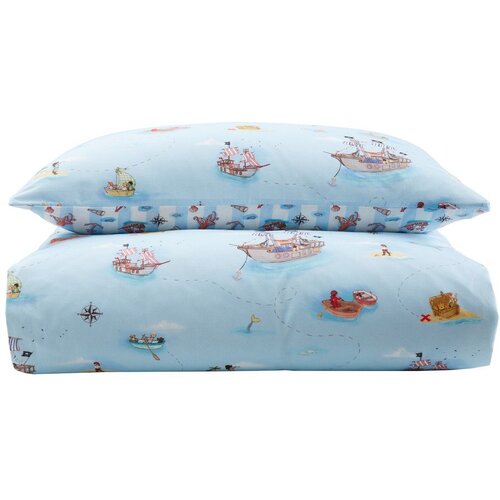 Belle & Boo Modra bombažna otroška posteljnina za posteljico 120x150 cm Pirates – Cene