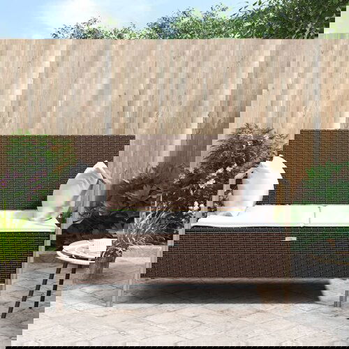 vidaXL Vrtna klupa za dvoje s jastucima smeđa od poliratana Cijene