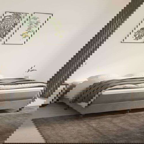  Box spring postelja z vzmetnico svetlo siva 160x200 cm žamet, (20789991) Slike