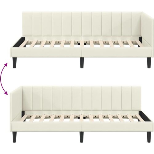  Kutni okvir kreveta s uzglavljem Krema 90 cm x 200 cm Bar&amp;scaron;un Slike