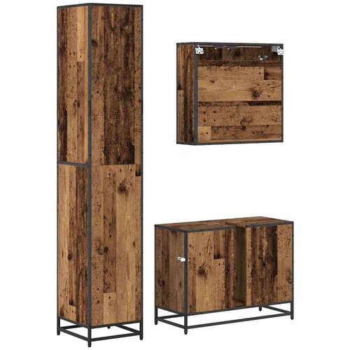  Set namje&amp;scaron;taja za kupaonicu 3 pcs Staro drvo 80 x 33 x 60 cm Slike