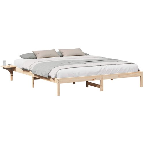 vidaXL Konstrukcija postelje Naravna 200 x 200 cm Masivno borovo les, (5000127160) Cene