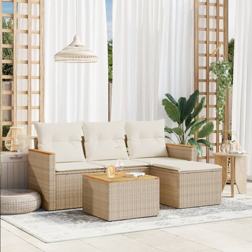vidaXL 5-dijelni vrtni set sofa s jastucima bež od poliratana Cijene