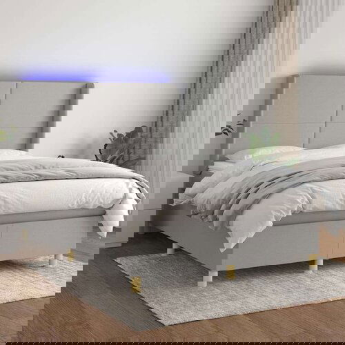  Box spring s madracem LED svjetlosivi 140x200 cm tkanina Cijene