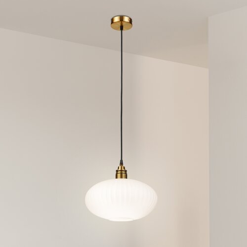  Visilica na sajli HECTOR 1xE27/15W/230V bela/mesing, prečnik 30 cm Slike