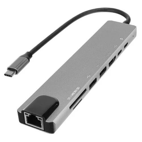 Hytech HY-USBC83 2xUSB3.0 1xUSB2.0 1000Mbps PD, TypeC Data, SD TF citac kartica Slike