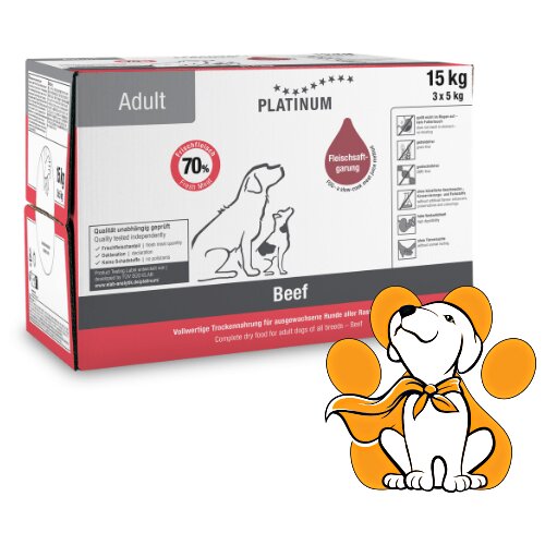 Platinum Dog Adult Beef 3x5kg, Hrana Za Odrasle Pse Sa Govedinom Slike