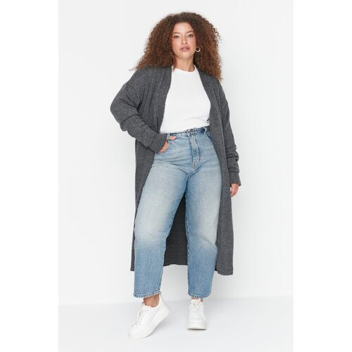 Trendyol Curve Anthracite Oversize Knitwear Cardigan Slike