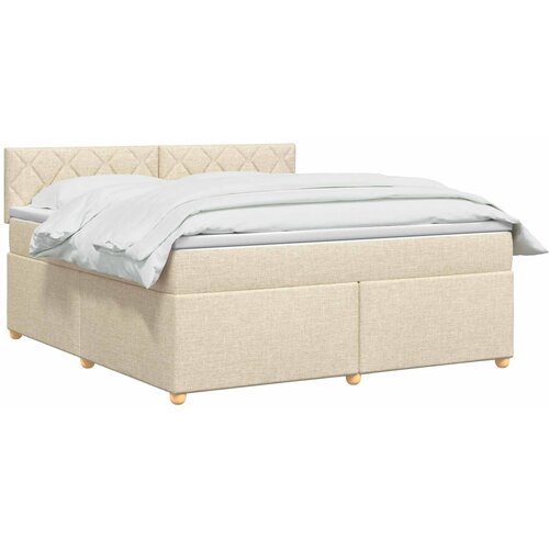  Boxspring krevet s madracem Krem 160 x 200 cm Tkanina 202 x 160 x 88 cm Slike