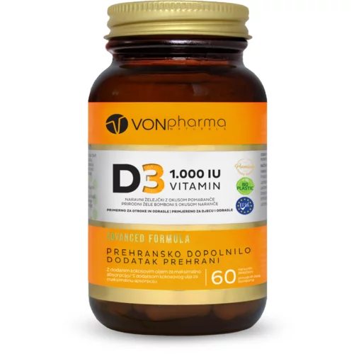  VonPharma Vitamin D3 1.000 I.E., naravni želejčki z okusom pomaranče