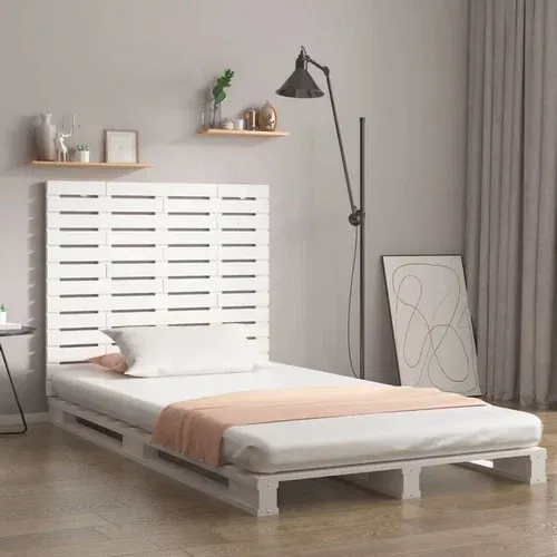  Stensko posteljno vzglavje belo 96x3x91,5 cm trdna borovina