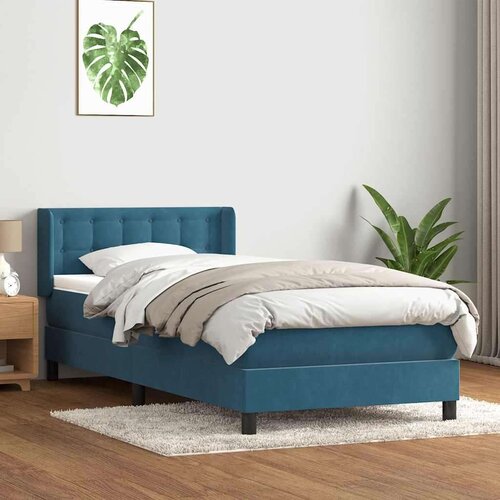 Box spring postelja z vzmetnico temno modra 80x220 cm žamet, (21792398) Cene