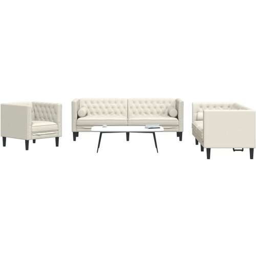 vidaXL Chesterfield garnitura od 3 dijela s jastucima  krem bar&scaron;unasta - Krema 3 Cijene