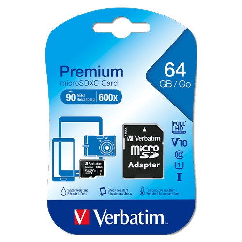 Memorijska kartica MicroSDXC Verbatim 64GB, (C10) UHS-I, sa adapterom,premium Cijene