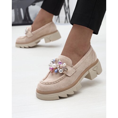 Resti Women's beige openwork moccasins Peloga- Footwear Cene