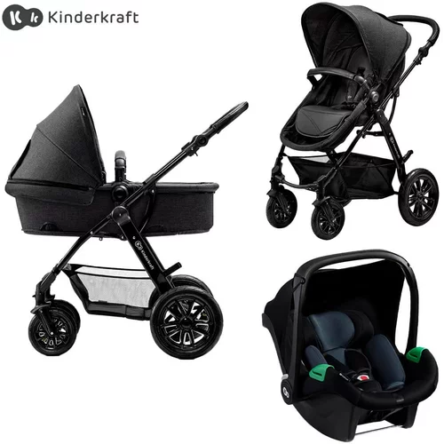 Kinderkraft otroški voziček 3v1 moov™ black + mink™ pro