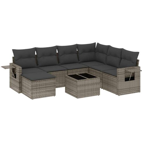 VidaXL 8-dijelni set vrtnih sofa od poliratana s jastucima sivi Slike