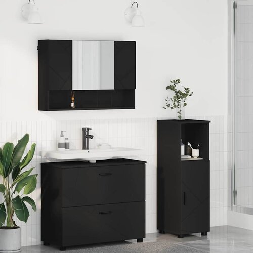 vidaXL Set namještaja za kupaonicu Zidne 3 pcs Crna 76.5 x 35 x 64 cm Cene