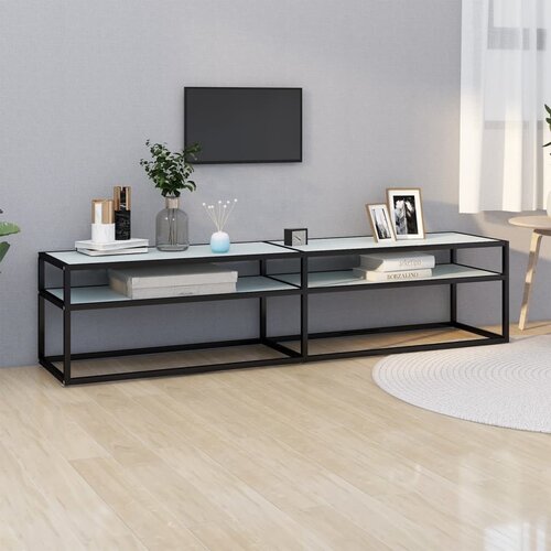 TV ormarić boja bijelog mramora 180x40x40,5 cm kaljeno staklo Cijene