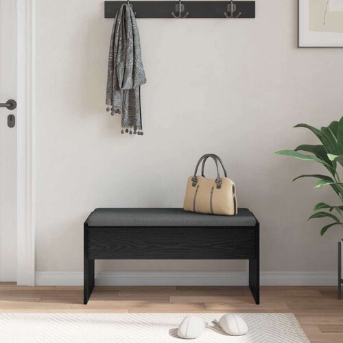  Klupa za hodnik s jastukom Crni hrast 80 x 38 x 46 cm Slike