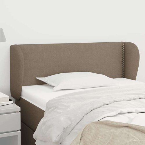  Vzglavje z u&amp;scaron;esi taupe 93x23x78/88 cm blago, (20737258) Slike