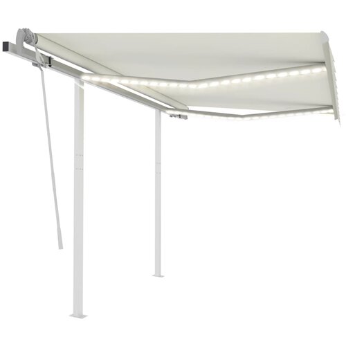 vidaXL ročno zložljiva tenda z led lučmi 3x2,5 m krem Cene