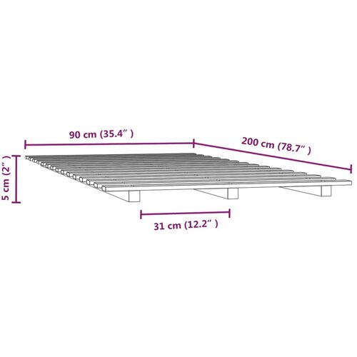  Okvir za krevet bijeli 90 x 200 cm od masivne borovine Slike