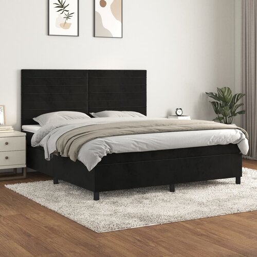 Krevet s oprugama i madracem crni 160x200 cm bar&amp;scaron;unasti Slike