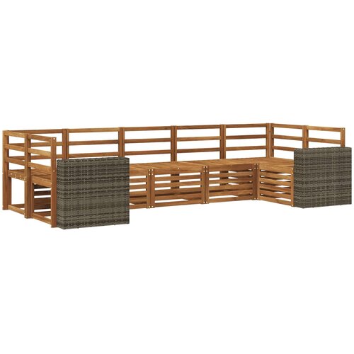 vidaXL Kotna sedežna garnitura 7 pcs Naravna Masiven les akacije, (5000283807) Cene