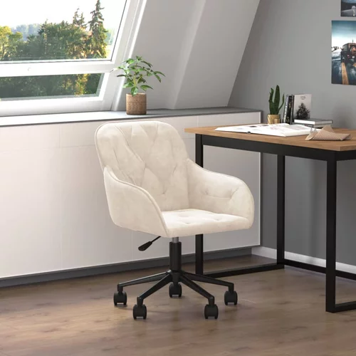 vidaXL Vrtljiv pisarniški stol krem žamet