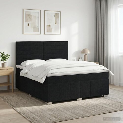  Boxspring krevet s madracem Crna 160 x 200 cm Tkanina - Crna 160 x 200 cm Dizajn linija Cene