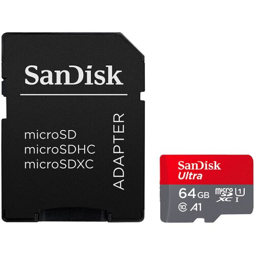 San Disk Ultra microSDXC 64GB + SD Adapter 140MBs A1 Class 10 UHS-I ( SDSQUAB-064G-GN6MA ) Cene