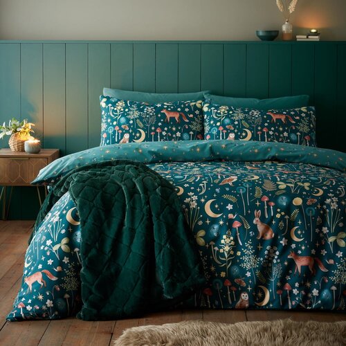 Catherine Lansfield Tamno zelena posteljina za krevet za jednu osobu 135x200 cm Enchanted Twilight &amp;ndash; Slike