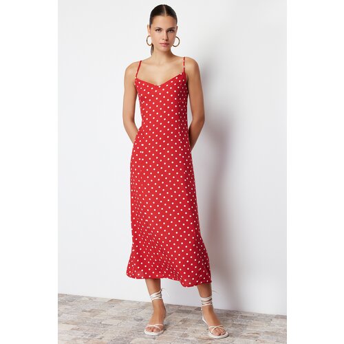 Trendyol Red Polka Dot A-Cut Back Tie Detailed Midi Woven Dress Cijene