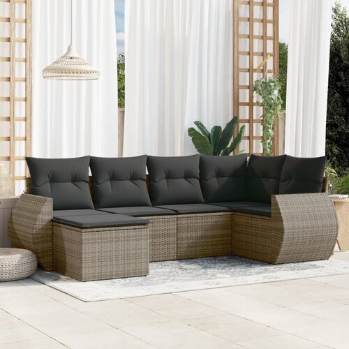 vidaXL 6-dijelni set vrtnih sofa od poliratana s jastucima sivi Cijene