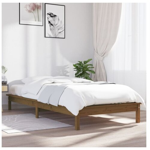  Posteljni okvir medeno rjav 90x190 cm trdna borovina 3FT Cene