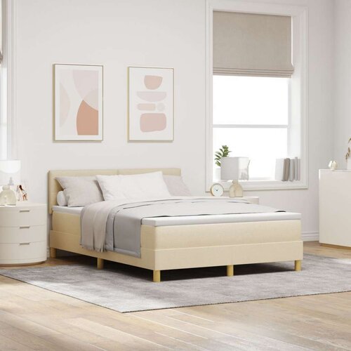  Box Spring postelja z vzmetnico krem 160x200 cm tkanina, (22081083) Slike
