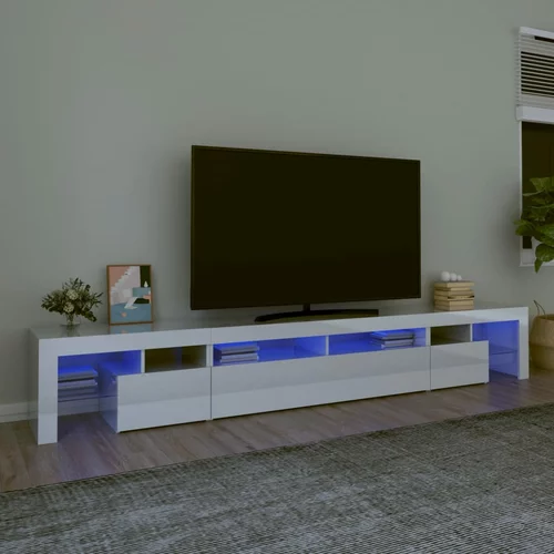 vidaXL TV ormarić s LED svjetlima visoki sjaj bijeli 260x36,5x40 cm