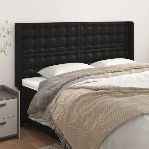  Uzglavlje s ušima crno 163x16x118/128 cm od umjetne kože Cene