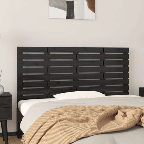 VidaXL Zidno uzglavlje crni 126x3x63 cm od masivne borovine Slike