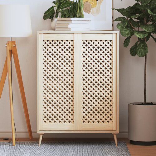 VidaXL Vrata za omarico z mrežico 2 kosa 39,5x99 cm trdna borovina Slike