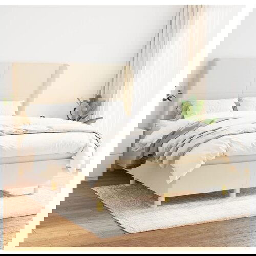 vidaXL Krevet s oprugama i madracem krem 140 x 190 cm od tkanine Cijene